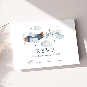  vliegtuig Het is een Baby shower-RSVP-kaart RSVP Kaartje