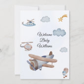 Vliegtuig Het is een Jongen Baby shower Uitnodigin Kaart (Achterkant)