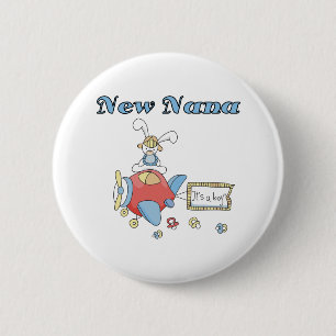 Vliegtuig Het is een jongen New Nana Ronde Button 5,7 Cm