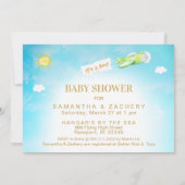 ** Vliegtuig in Cloudy Sky Boy Baby shower Kaart (Achterkant)