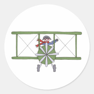 Vliegtuig in de wolken ronde sticker