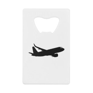 Vliegtuig Jet Liner Black Silhouette om aan te pas Kredietkaart Flessenopener