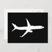 Vliegtuig Jet Liner Silhouette Flying Black Decor Briefkaart (Voorkant / Achterkant)