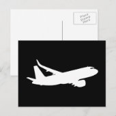 Vliegtuig Jet Liner Silhouette Flying Black Decor Briefkaart (Voorkant / Achterkant)