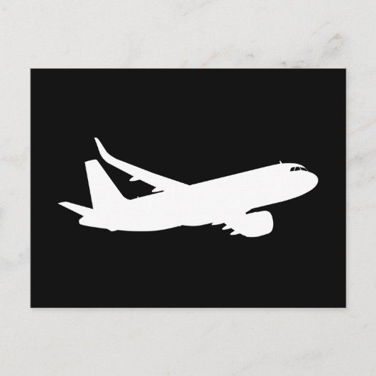 Vliegtuig Jet Liner Silhouette Flying Black Decor Briefkaart (Voorkant)