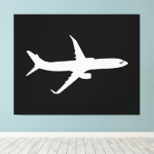 Vliegtuig JetLiner White Silhouette Flying Canvas Afdruk (Insitu (Houten vloer))