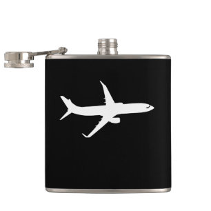 Vliegtuig JetLiner White Silhouette Flying Heupfles
