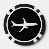 Vliegtuig JetLiner White Silhouette Flying Poker Chips (Achterkant)