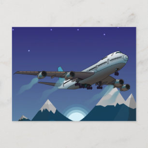 vliegtuig. Jumbojet. Feestdagenkaart