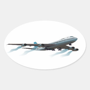 vliegtuig. Jumbojet. Ovale Sticker