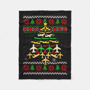 Vliegtuig Kerstboom Lelijke Kerstmis Sweater Decor Fleece Deken