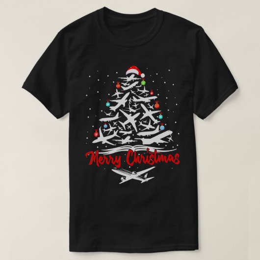 Vliegtuig kerstboomoverhemden t-shirt (Design voorkant)