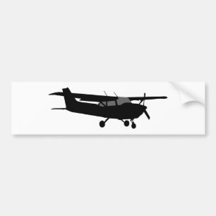 Vliegtuig Klassieke Cessna Black Silhouette Flying Bumpersticker