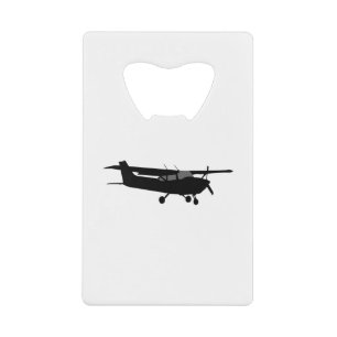 Vliegtuig Klassieke Cessna Black Silhouette Flying Kredietkaart Flessenopener