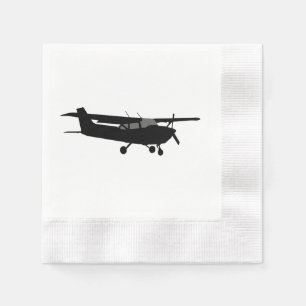 Vliegtuig Klassieke Cessna Black Silhouette Flying Servetten
