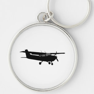 Vliegtuig Klassieke Cessna Black Silhouette Flying Sleutelhanger
