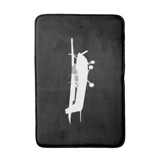 Vliegtuig Klassieke Cessna Silhouette die op Zwart Badmat (Voorkant Verticaal)