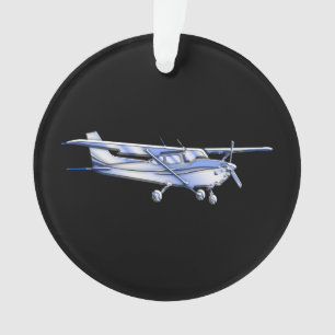 Vliegtuig Klassieke Cessna Silhouette die op Zwart Ornament