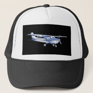 Vliegtuig Klassieke Cessna Silhouette die op Zwart Trucker Pet