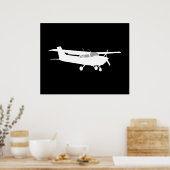 Vliegtuig Klassieke Cessna Silhouette Flying Decor Poster (Keuken)