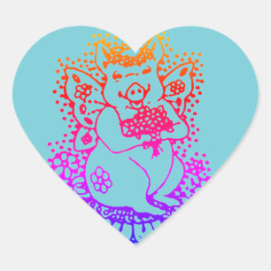 VLIEGTUIG, KLEURSTICKERS HART MET VLOEISTOF, BLAD STICKER