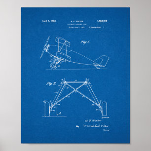 Vliegtuig Landing Gear Patent - Blauwdruk Poster