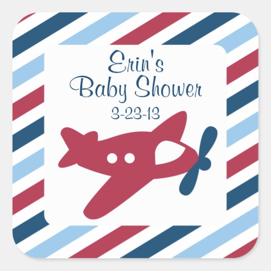 Vliegtuig Luchtpost Vierkante Sticker (Voorkant)