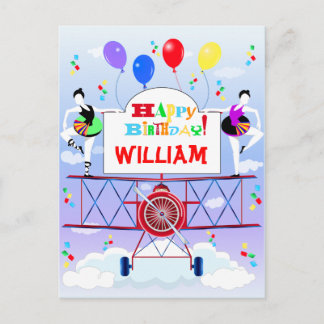 Vliegtuig Luchtshow Aviator Acrobat Ballonnen Briefkaart