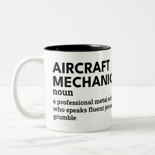 Vliegtuig Mechanic - Hilarische taakdefinitie Tweekleurige Koffiemok