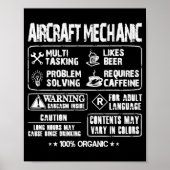 Vliegtuig mechanica - Mechanische multitasking t - Poster (Voorkant)