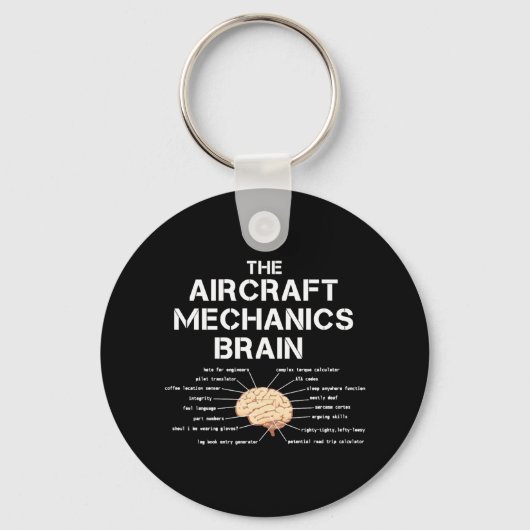 Vliegtuig Mechanics Brain Funny Airicopter Sleutelhanger (Voorkant)