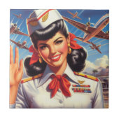  Vliegtuig Meisje Tegeltje (Voorkant)