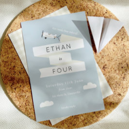  vliegtuig met banenkinderen op zaterdag uitnodige kaart