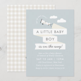  vliegtuig met banner Baby shower uitnodigen Kaart