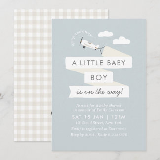 vliegtuig met banner Baby shower uitnodigen Kaart