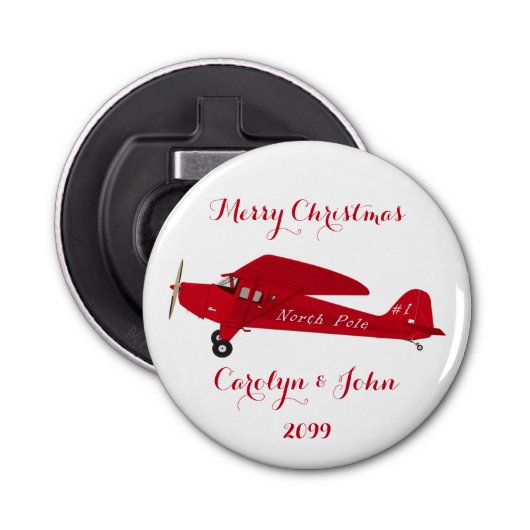 Vliegtuig met Noordpool Beer Soda-flesopening Button Flesopener (Voorkant)