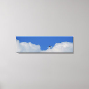 Vliegtuig met panoramisch canvas met wolken afdruk