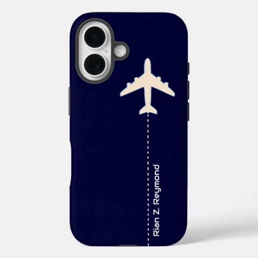 Vliegtuig met stippellijn op donkerblauw Case-Mate iPhone case (Achterkant)