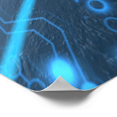 Vliegtuig met verlicht netwerk- en lichtspoor poster (Hoek)