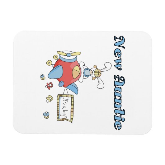 Vliegtuig nieuwe tante van jongen T-shirts en gesc Magneet (Horizontaal)