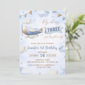 Vliegtuig Oh My Time vliegt Reis 3e verjaardag Kaart (Staand voorkant)