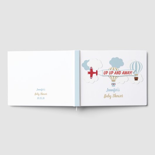 Vliegtuig/ omhoog en weg! Baby shower Gastenboek (Volledig)