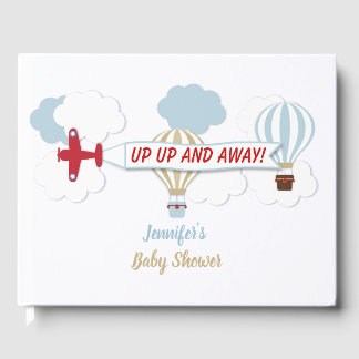 Vliegtuig/ omhoog en weg! Baby shower Gastenboek