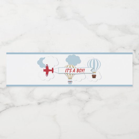 Vliegtuig/omhoog en weg wateretiket waterfles etiket (Enkel label)