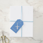 Vliegtuig op blauw gepersonaliseerd cadeaulabel (Met Touw)