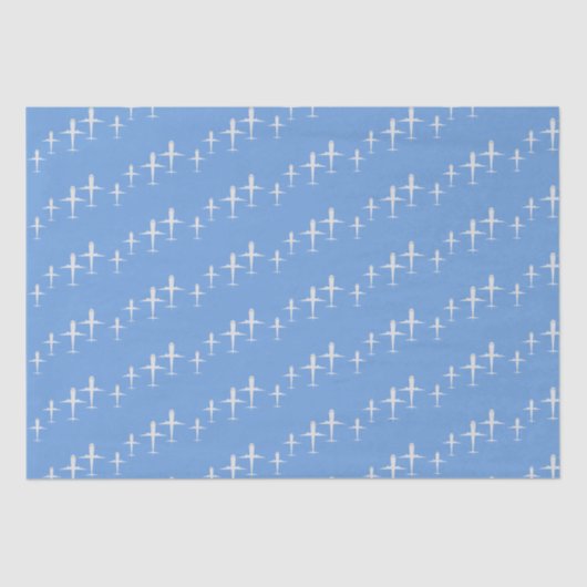 Vliegtuig op blauw gepersonaliseerd tissuepapier (Voorkant)