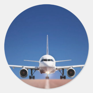 VLIEGTUIG OP DE BAAN RONDE STICKER