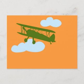 Vliegtuig op duidelijke oranje achtergrond briefkaart