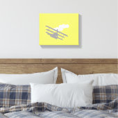 Vliegtuig op effen gele achtergrond. canvas afdruk (Insitu (Slaapkamer))