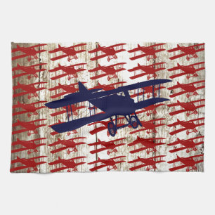 vliegtuig op schoorsteenvliegjes theedoek